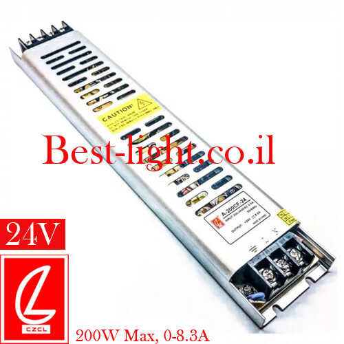 דרייבר צר עם מאוורר CZCL 24V 8.3A 200W  דגם A-200CF-24