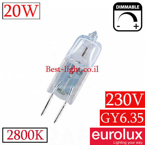 נורת נעיצה הלוגן Eurolux GY6.35 20w 230v