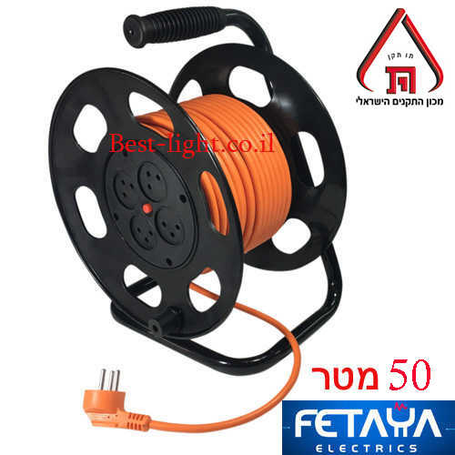 תוף כבל חשמל מאריך 50 מטר עם 4 שקעים Fetaya
