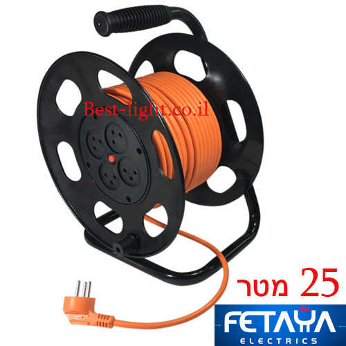 תוף כבל חשמל מאריך 25 מטר עם 4 שקעים Fetaya