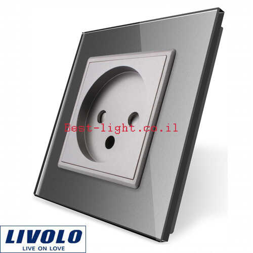 שקע חשמל ישראלי אפור Livolo דגם C7C1IL-15