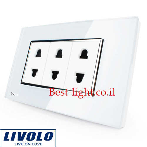 שקע אירופאי / אמריקאי 3 מקומות  Livolo דגם VL-C3C3A