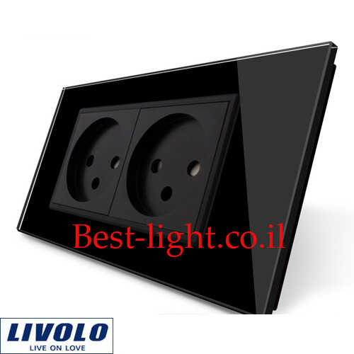 שקע חשמל ישראלי צמוד כפול שחור Livolo