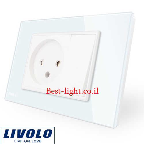 שקע חשמל ישראלי + מפסק תאורה Livolo דגם VL-C9C1IL1K-11