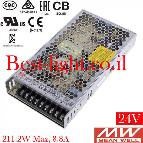 דרייבר רשת MeanWell 24V 8.8A 200W  דגם LRS-200-24