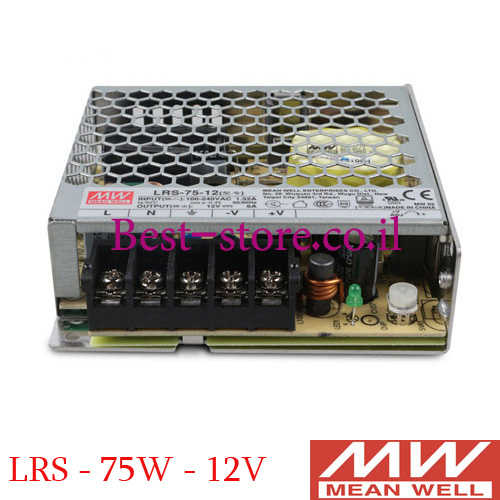 דרייבר רשת MeanWell 12V 75W 6A דגם LRS-75-12