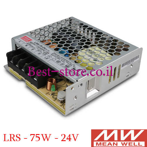 דרייבר רשת MeanWell 24V 75W 3.2A דגם LRS-75-24