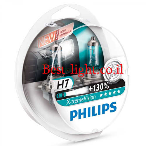 זוג נורות ראשיות לרכב Philips H7 דגם X-tremeVision