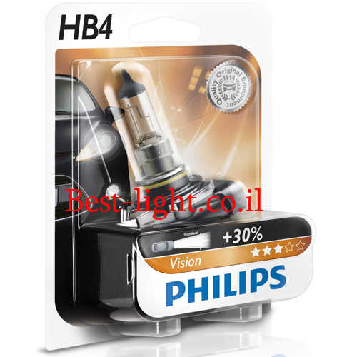 נורה ראשית לרכב Philips HB4 דגם Vision