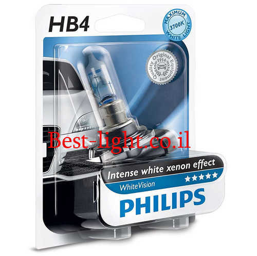נורה ראשית לרכב Philips HB4 דגם White Vision