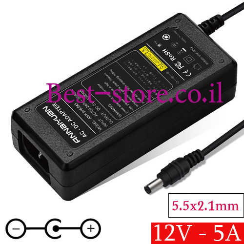 ספק כוח שולחני 12V 5A חיבור 5.5x2.1mm