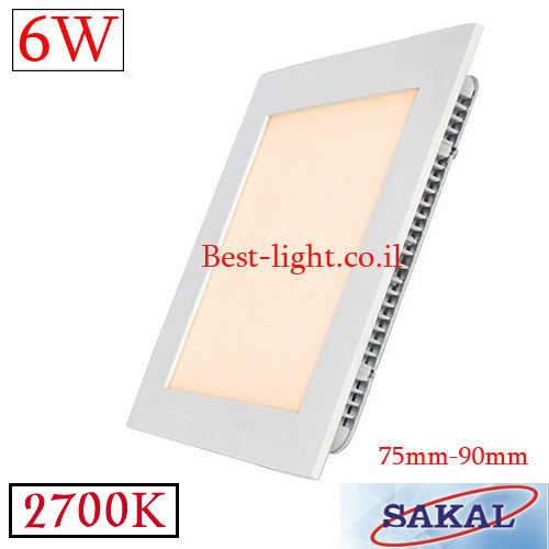 שקוע תקרה לד מרובע SAKAL 6W 2700k 120mm