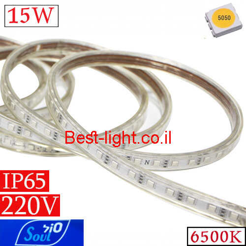 פס לד מוגן מים SOUL IP65 230V 60led/m 5050 15W 6500k