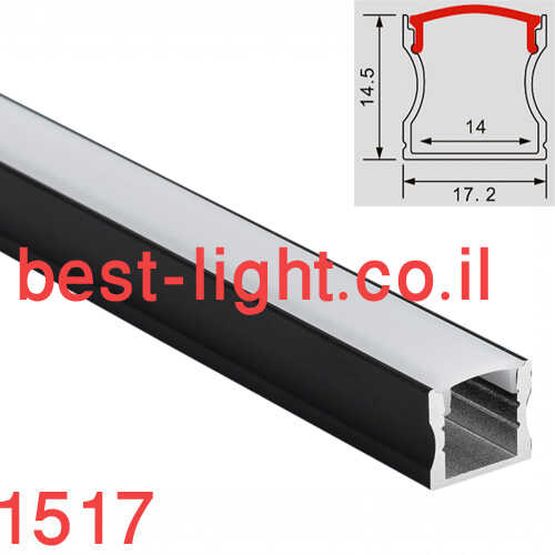 פרופיל אלומיניום צמוד 17x15mm שחור 3 מטר