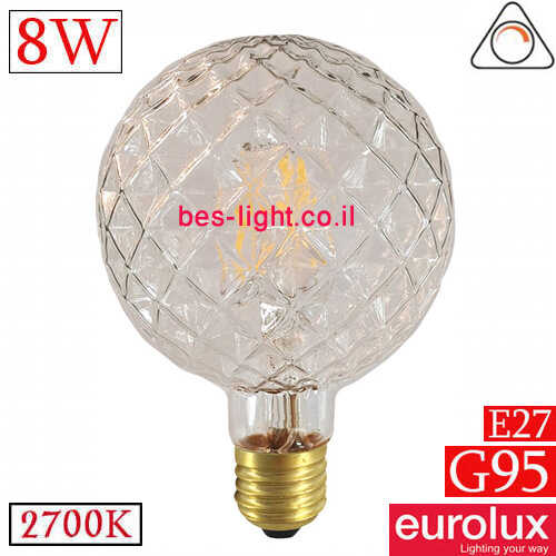 נורת גלוב לד קריסטל לעמעום Eurolux G195 E27 8W 2700K