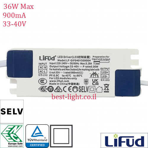 דרייבר לד LIFUD 30W 900mA 33-40V דגם LF-GIR040YM900H