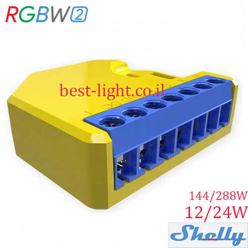 דימר לתאורת לד Shelly RGBW2 12-24V 288W Max